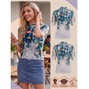 image:imagePrinStory Womens Tops Mock Neck Short Sleeve T Shirts Dressy Casual Ribbed Knit Slim Fit Summer Business Going Out Tops 2026B20 Light Gray Watercolor