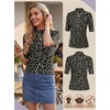 image:imagePrinStory Womens Tops Mock Neck Short Sleeve T Shirts Dressy Casual Ribbed Knit Slim Fit Summer Business Going Out Tops 2026B5 Leopard Black