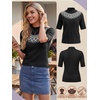 image:imagePrinStory Womens Tops Mock Neck Short Sleeve T Shirts Dressy Casual Ribbed Knit Slim Fit Summer Business Going Out Tops 2026Dw Bk White Colla