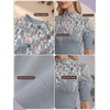 image:imagePrinStory Womens Tops Mock Neck Short Sleeve T Shirts Dressy Casual Ribbed Knit Slim Fit Summer Business Going Out Tops 2026Dw Blue Green Floral