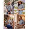 image:imagePrinStory Womens Tops Mock Neck Short Sleeve T Shirts Dressy Casual Ribbed Knit Slim Fit Summer Business Going Out Tops 2026Dw Light Gray Branch