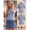 image:imagePrinStory Womens Tops Mock Neck Short Sleeve T Shirts Dressy Casual Ribbed Knit Slim Fit Summer Business Going Out Tops 2026Dw Light Gray Branch