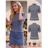 image:imagePrinStory Womens Tops Mock Neck Short Sleeve T Shirts Dressy Casual Ribbed Knit Slim Fit Summer Business Going Out Tops 2026Dw Navy Blue Wheel