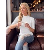 image:imageWomens Dressy Casual Mock Neck Tops Business Casual Half Sleeve Work Shirts02 Beige White