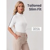 image:imageWomens Dressy Casual Mock Neck Tops Business Casual Half Sleeve Work Shirts02 Beige White