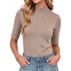 image:imageWomens Dressy Casual Mock Neck Tops Business Casual Half Sleeve Work Shirts03 Mixed Beige