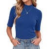 image:imageWomens Dressy Casual Mock Neck Tops Business Casual Half Sleeve Work Shirts04 Royal Blue