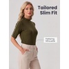 image:imageWomens Dressy Casual Mock Neck Tops Business Casual Half Sleeve Work Shirts06 Army Green