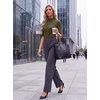 image:imageWomens Dressy Casual Mock Neck Tops Business Casual Half Sleeve Work Shirts06 Army Green