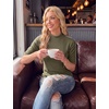 image:imageWomens Dressy Casual Mock Neck Tops Business Casual Half Sleeve Work Shirts06 Army Green