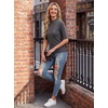image:imageWomens Dressy Casual Mock Neck Tops Business Casual Half Sleeve Work Shirts07 Dark Gray