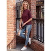 image:imageWomens Dressy Casual Mock Neck Tops Business Casual Half Sleeve Work Shirts08 Wine Red
