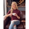 image:imageWomens Dressy Casual Mock Neck Tops Business Casual Half Sleeve Work Shirts08 Wine Red