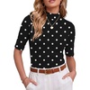 image:imagePrinStory Womens Tops Mock Neck Short Sleeve T Shirts Dressy Casual Ribbed Knit Slim Fit Summer Business Going Out Tops 2026B02 Black White Polka Dot