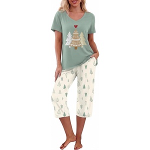 image:imagePrinStory Womens Pajama Sets Capri Pjs Soft Lounge Sets S4XLFpgreen Heart Pine