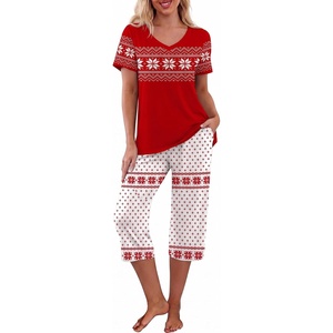 image:imagePrinStory Womens Pajama Sets Capri Pjs Soft Lounge Sets S4XLFpred Nordic Snowflake