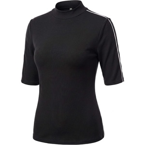 image:imageWomens Dressy Casual Mock Neck Tops Business Casual Half Sleeve Work Shirts01 Black