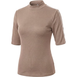 image:imageWomens Dressy Casual Mock Neck Tops Business Casual Half Sleeve Work Shirts03 Mixed Beige