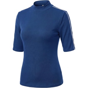image:imageWomens Dressy Casual Mock Neck Tops Business Casual Half Sleeve Work Shirts04 Royal Blue