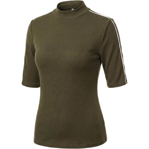 image:imageWomens Dressy Casual Mock Neck Tops Business Casual Half Sleeve Work Shirts06 Army Green