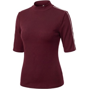 image:imageWomens Dressy Casual Mock Neck Tops Business Casual Half Sleeve Work Shirts08 Wine Red