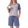 image:imageMens Pajamas Set Short Sleeve Raglan Shirts and Shorts Lounge Sleepwear01gray Blue