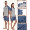 image:imageMens Pajamas Set Short Sleeve Raglan Shirts and Shorts Lounge Sleepwear01gray Blue