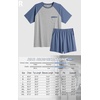 image:imageMens Pajamas Set Short Sleeve Raglan Shirts and Shorts Lounge Sleepwear01gray Blue