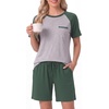 image:imageMens Pajamas Set Short Sleeve Raglan Shirts and Shorts Lounge Sleepwear02green