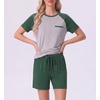 image:imageMens Pajamas Set Short Sleeve Raglan Shirts and Shorts Lounge Sleepwear02green