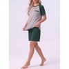 image:imageMens Pajamas Set Short Sleeve Raglan Shirts and Shorts Lounge Sleepwear02green