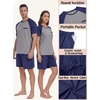 image:imageMens Pajamas Set Short Sleeve Raglan Shirts and Shorts Lounge Sleepwear03navy Blue