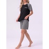image:imageMens Pajamas Set Short Sleeve Raglan Shirts and Shorts Lounge Sleepwear04dark Gray