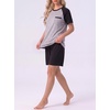 image:imageMens Pajamas Set Short Sleeve Raglan Shirts and Shorts Lounge Sleepwear05black
