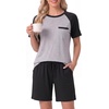 image:imageMens Pajamas Set Short Sleeve Raglan Shirts and Shorts Lounge Sleepwear05black