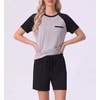 image:imageMens Pajamas Set Short Sleeve Raglan Shirts and Shorts Lounge Sleepwear05black