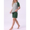 image:imageMens Pajamas Set Short Sleeve Raglan Shirts and Shorts Lounge Sleepwear06dark Green