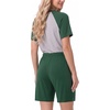 image:imageMens Pajamas Set Short Sleeve Raglan Shirts and Shorts Lounge Sleepwear06dark Green