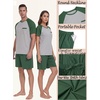 image:imageMens Pajamas Set Short Sleeve Raglan Shirts and Shorts Lounge Sleepwear06dark Green