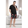 image:imageMens Pajamas Set Short Sleeve Raglan Shirts and Shorts Lounge SleepwearFp Black Christmas Gift