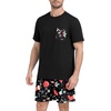 image:imageMens Pajamas Set Short Sleeve Raglan Shirts and Shorts Lounge SleepwearFp Black Christmas Gift
