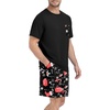 image:imageMens Pajamas Set Short Sleeve Raglan Shirts and Shorts Lounge SleepwearFp Black Christmas Gift