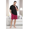 image:imageMens Pajamas Set Short Sleeve Raglan Shirts and Shorts Lounge SleepwearFp Blue Red Plaid Snow