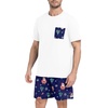image:imageMens Pajamas Set Short Sleeve Raglan Shirts and Shorts Lounge SleepwearFp Blue Santa