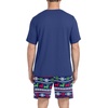 image:imageMens Pajamas Set Short Sleeve Raglan Shirts and Shorts Lounge SleepwearFp Navy Blue Elk