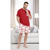 image:imageMens Pajamas Set Short Sleeve Raglan Shirts and Shorts Lounge SleepwearFp White Red Elk