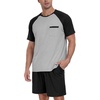image:imageMens Pajamas Set Short Sleeve Raglan Shirts and Shorts Lounge Sleepwear05black
