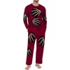 image:imageMens Pajama Set Long Sleeve Shirts and Pants Soft Comfy Pjs Print Sleepwear07 Fp Red Hand Bones