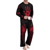 image:imageMens Pajama Set Long Sleeve Shirts and Pants Soft Comfy Pjs Print Sleepwear08 Fp Red Handprintblack
