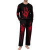 image:imageMens Pajama Set Long Sleeve Shirts and Pants Soft Comfy Pjs Print Sleepwear08 Fp Red Handprintblack